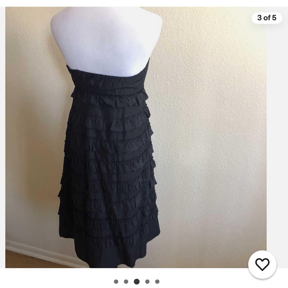 Gap Silk and Cotton Little Black Strapless Ruffle Party Dress Size 2 - Picture 5 of 15